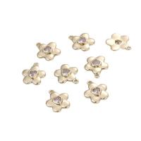 Cubic Zirconia Brass Pendants, Flower, 14K gold plated, DIY & micro pave cubic zirconia 