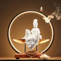 Incense Smoke Flow Backflow Holder Ceramic Incense Burner, Porcelain, handmade, for home and office & durable & with LED light & multifunctional 