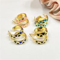 Brass Stud Earring, gold color plated, for woman & enamel 