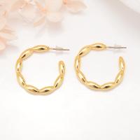 Brass Stud Earring, gold color plated & for woman, gold 