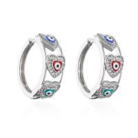 Evil Eye Earrings, Brass, platinum plated, micro pave cubic zirconia & for woman & enamel 