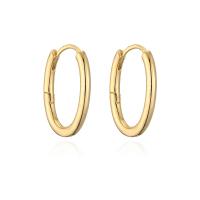 Brass Huggie Hoop Earring, real gold plated & for woman, gold 