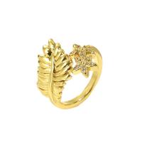 Brass Cuff Finger Ring, real gold plated, Adjustable & micro pave cubic zirconia & for woman, gold 