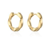 Brass Huggie Hoop Earring, real gold plated & for woman, gold 