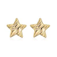 Brass Stud Earring, real gold plated & for woman, gold 