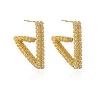 Brass Stud Earring, real gold plated & for woman, gold 