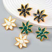 Enamel Zinc Alloy Stud Earring, gold color plated, fashion jewelry & for woman 