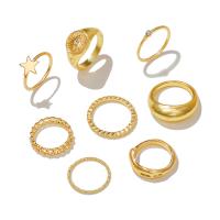 Titan Stahl Fingerring, Titanstahl, goldfarben plattiert, 8 Stück & Modeschmuck & für Frau & mit Strass, goldfarben, verkauft von setzen