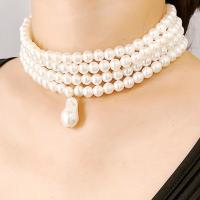 Collier de perles en plastique, perle de plastique, avec 10 chaînes de rallonge, Placage, bijoux de mode & multicouche & styles différents pour le choix & pour femme, blanc 30012.8CM cm, Vendu par PC