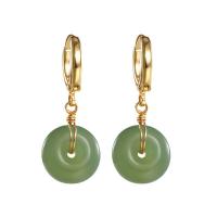 Huggie Hoop Drop Earring, Hetian Jade, Donut, fashion jewelry & for woman, 10mm 