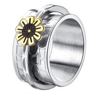 Titan Stahl Fingerring, Titanstahl, gänseblümchenMargerite, Modeschmuck & drehbare & verschiedene Größen vorhanden & für Frau, Silberfarbe, 5-10u300111mm, verkauft von PC