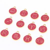 Zinc Alloy Enamel Pendants, Flat Round, gold color plated Approx 