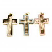 Enamel Brass Pendants, Cross, gold color plated, Unisex Approx 