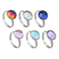 Edelstahl Fingerring, 304 Edelstahl, mit Glas, Vakuum-Ionen-Beschichtung, für Frau, keine, 12x12mm, verkauft von PC