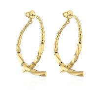 Brass Split Earring, real gold plated, fashion jewelry & for woman, gold, 45mm 