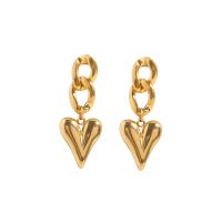 Stainless Steel Drop Earring, 304 Stainless Steel, Heart, Vacuum Ion Plating, fashion jewelry & for woman, golden 