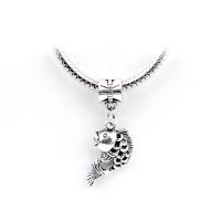 Zinc Alloy European Pendants, Fish, silver color plated, Unisex Approx 