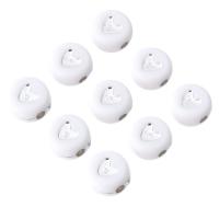 Enamel Acrylic Beads, Flat Round, DIY & with heart pattern, white Approx 1mm 