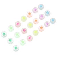 Enamel Acrylic Beads, Flat Round, DIY & with star pattern Approx 1mm 