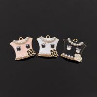 Zinc Alloy Enamel Pendants, with Plastic Pearl, Skirt, gold color plated, DIY & with rhinestone 