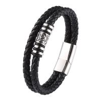 PU Leder Armband, mit 316 Edelstahl, poliert, Doppelschicht & Modeschmuck & unterschiedliche Länge der Wahl & für den Menschen, keine, 12mm, verkauft von PC