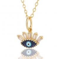 Evil Eye Jewelry Necklace, Brass, gold color plated, fashion jewelry & micro pave cubic zirconia & for woman & enamel cm 