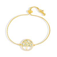 Cubic Zirconia Micro Pave Brass Bracelet, Tree, plated, micro pave cubic zirconia & for woman cm 