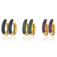 Brass Huggie Hoop Earring, gold color plated, micro pave cubic zirconia & for woman 