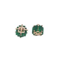 Cubique Pendentif en laiton zircon pavent, plaqué de couleur d'or KC, pavé de micro zircon, vert Vendu par PC