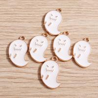 Zinc Alloy Enamel Pendants, Ghost, Halloween Design & DIY, white 