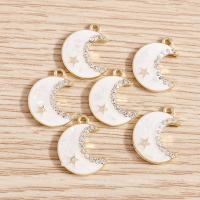 Pendentifs de stras en alliage Zinc, alliage de zinc, lune, DIY & avec strass, blanc Vendu par lot