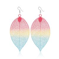 Zinc Alloy Drop Earring, Leaf, painted, fashion jewelry & for woman, multi-colored 