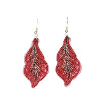 Encaje Pendientes con Colgantes, con aleación de zinc, Joyería & para mujer, Rojo, 72x27mm, Vendido por Par