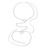 Zinklegierung Bein-Kette, Herz, plattiert, Modeschmuck & für Frau & mit Strass, Platin Farbe, Länge:65-114.5 cm, 45-65.5 cm, verkauft von PC