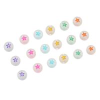 Enamel Acrylic Beads, Flat Round, DIY & with star pattern Approx 1mm 