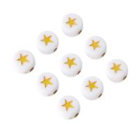 Enamel Acrylic Beads, Flat Round, DIY & with star pattern, white Approx 1mm 