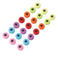 Enamel Acrylic Beads, Flat Round, DIY & with star pattern Approx 1mm 