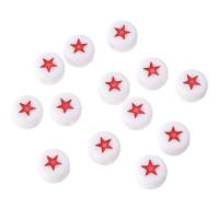 Enamel Acrylic Beads, Flat Round, DIY & with star pattern, red Approx 1mm 