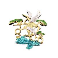 Zinc Alloy Hair Accessories DIY Findings, Crane, gold color plated & enamel, golden 