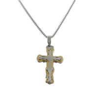 Collier de bijoux de titane, Acier titane, croix, poli, bijoux de mode & styles différents pour le choix & pour homme Environ 23.62 pouce, Vendu par PC