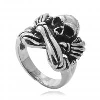 acero inoxidable 316L anillo, Calavera, pulido, Vintage & diverso tamaño para la opción & para hombre, plateado, 20mm, Vendido por UD