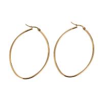 Stainless Steel Hoop Earring, 304 Stainless Steel, 18K gold plated, fashion jewelry & for woman, golden 