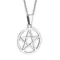 Edelstahl Schmuck Halskette, 304 Edelstahl, Pentagram, poliert, Modeschmuck & für den Menschen, originale Farbe, 24.2x27.5mm, Länge:ca. 24 ZollInch, verkauft von PC