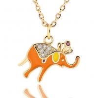 Cubic Zircon Micro Pave Brass Necklace, Elephant, gold color plated, fashion jewelry & micro pave cubic zirconia & for woman & enamel cm 