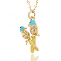 Cubic Zircon Micro Pave Brass Necklace, Bird, gold color plated, fashion jewelry & micro pave cubic zirconia & for woman & enamel cm 