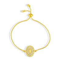 Cubic Zirconia Micro Pave Brass Bracelet, gold color plated & micro pave cubic zirconia & for woman, gold cm 