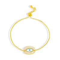 Evil Eye Bracelet Bijoux, laiton, Placage de couleur d'or, styles différents pour le choix & pavé de micro zircon & pour femme & émail, Or cm, Vendu par PC