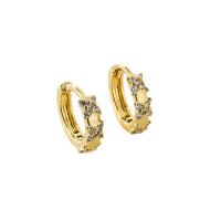 Brass Huggie Hoop Earring, real gold plated, micro pave cubic zirconia & for woman, gold 