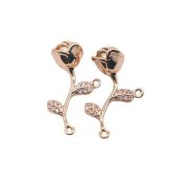 Cubique Pendentif en laiton zircon pavent, Rose, plaqué de couleur d'or KC, pavé de micro zircon Vendu par PC