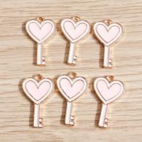 Zinc Alloy Enamel Pendants, Key, DIY, pink 